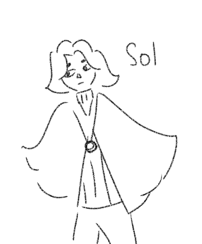 Fun fact: Sol's old design actually had him wearing a sweater