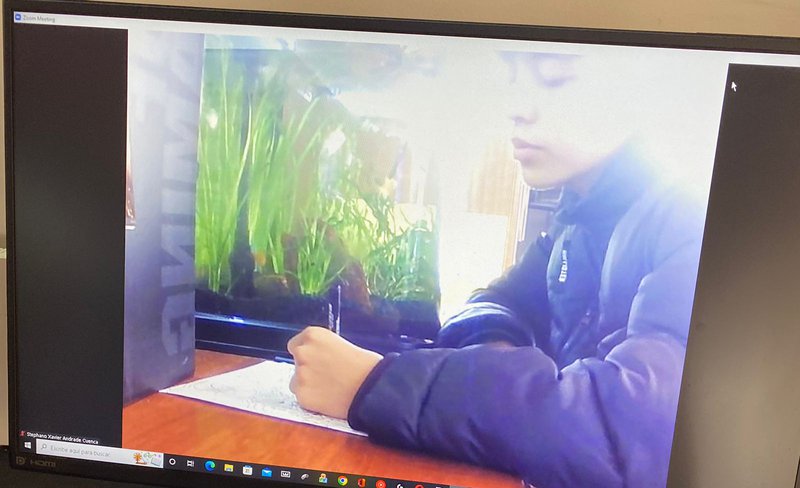 Stephano working on the drawings 