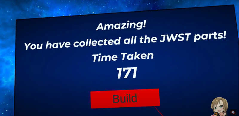 Scorecard of the maze game. It shows time taken by the user to complete the game. Only after collecting all 7 the parts, user can win the game.