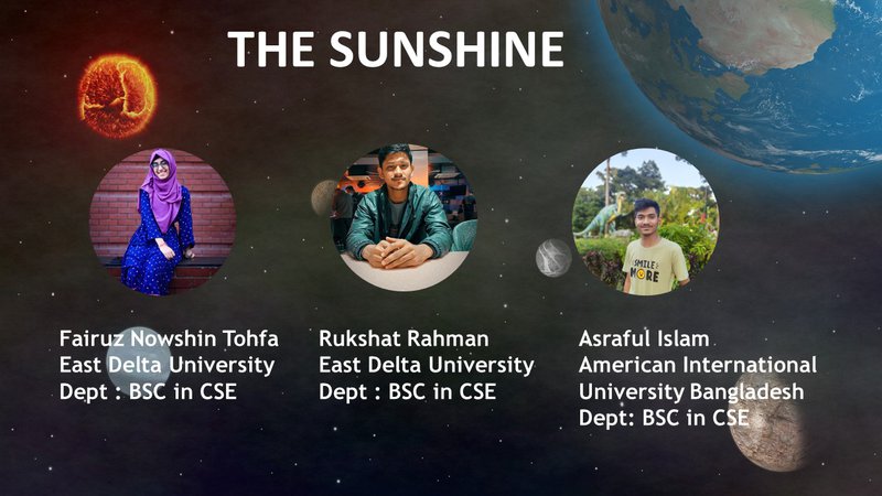 THE SUNSHINE- A team that is going to present PARKER SOLAR PROBE journey and it's way of touching the SUN in an interesting way